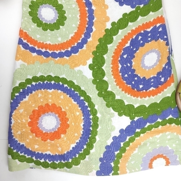 Boden Linen Green Blue Orange Floral Dress Sz 2R - Picture 5 of 14